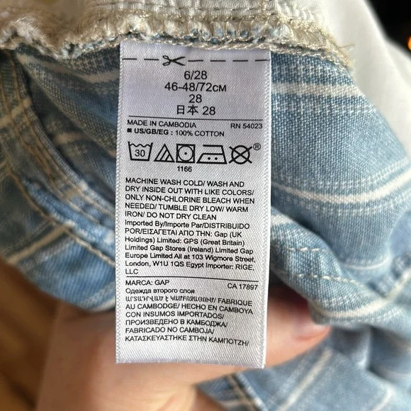 🌺GAP 100% Cotton 5” Striped Denim Shorts - Picture 5 of 5